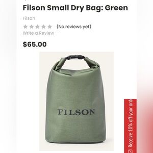 Filson dry bag - green - small - NWT